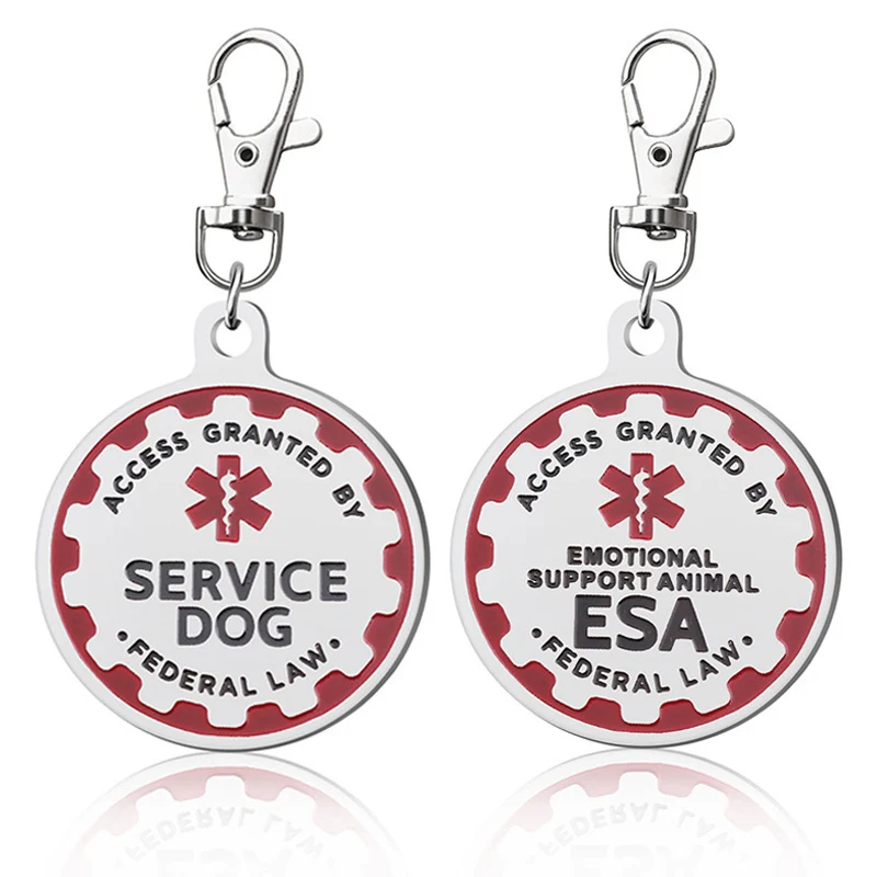 Service Dog Tag, Emotional Support Dog Tag Keychain ,Metal Pet ID Tags for Service Animals, Emotional Support Dogs &Therapy Dogs