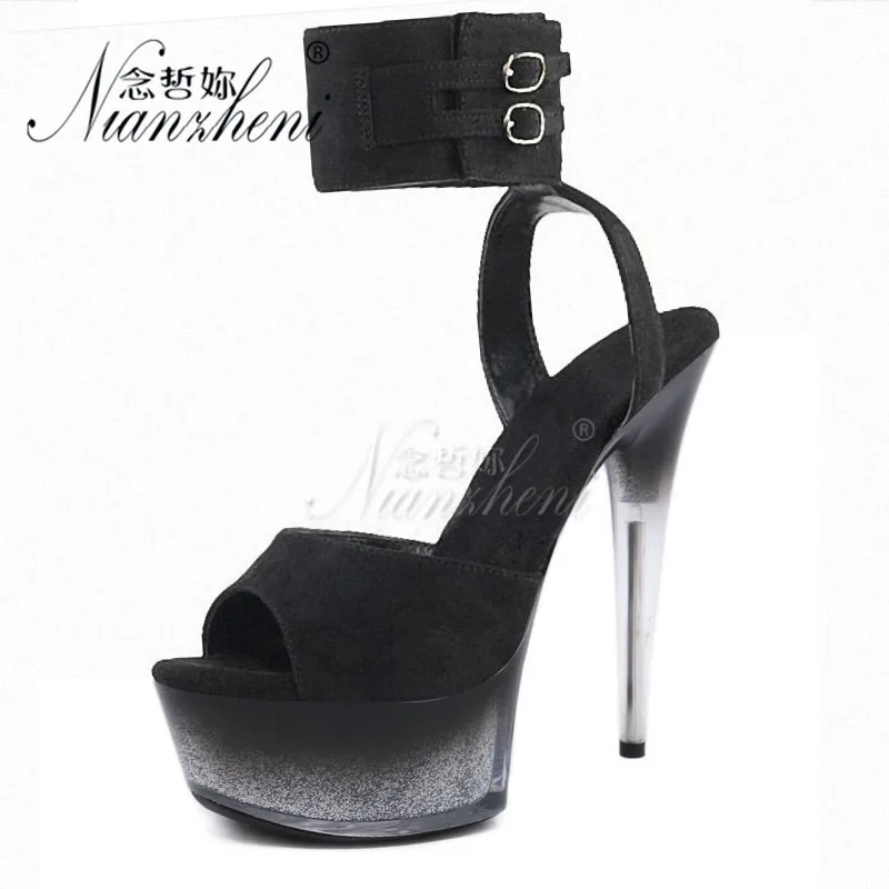 

15CM Super High Stripper Heeled Shoes 6 Inches Big Size Flash Powder Bling Bride Wedding Sexy Fetish Mature Platform Sandals