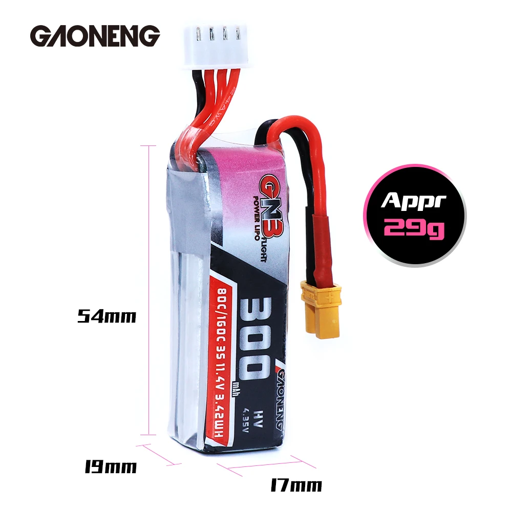 2/5 Pcs Hoge Rate Gaoneng Gnb 11.4V 300 Mah 3S 80C Lipo Batterij XT30 Plug Voor uruav UR85/UR85HD Mobula7 Hd Sailfly-X Rc Drone Deel