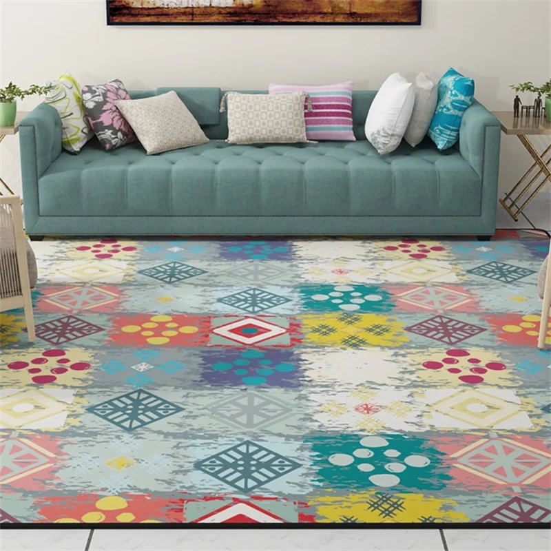 

Colorful Patched Geometric Living Room Living Room Decorative Carpet Floor Foot Door Yoga Mat Pad Bathroom Kitchen Area Carpet