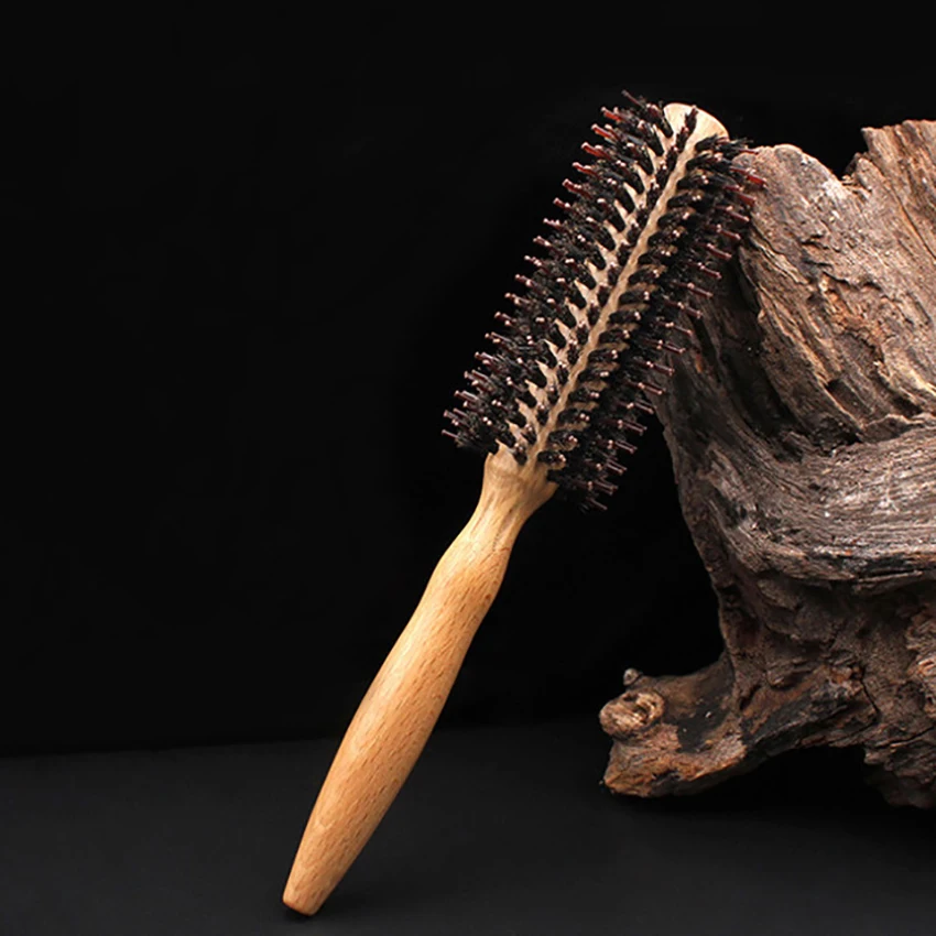 الخشن تدليك مشط مكافحة ساكنة الشعر فروة الرأس فرشاة تصفيف الشعر تدليك مشط مقبض خشبي فرشاة شعر أداة تصفيف الشعر النايلون