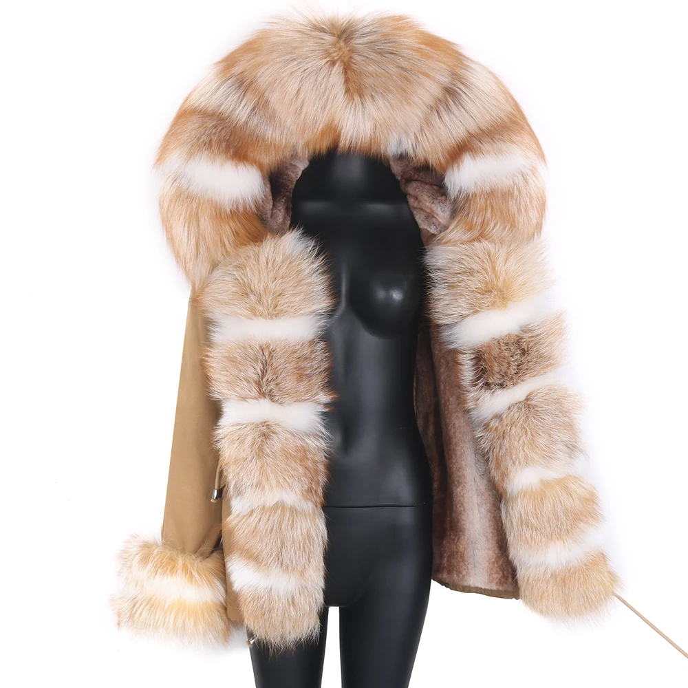 

2021 Women Coat Natrual Fox Fur Parka Women's Waterproof Detachable Parka Female Real Raccoon Fur Coat Winter Jacket