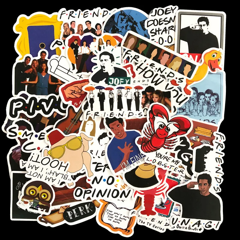 50Pcs American TV Series Friends Stickers Rachel Joey Geller Monica Buffay Car Luggage Travel Trolley Computer Waterproof Sticky