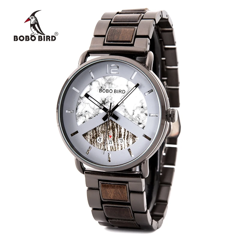 BOBO BIRD Metal Wood Watch for Man\'s Quartz Male Wristwatch Men мужские кварцевые наручные часы uhren herren Dropship