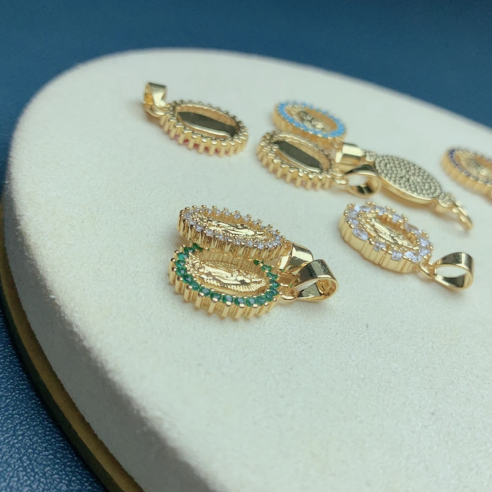 Religion Holy Virgin Mary Guadalupe Necklace Pendants High Quality Metal Gold Plated Charms For Jewelry Making Wholesale - Detail 1