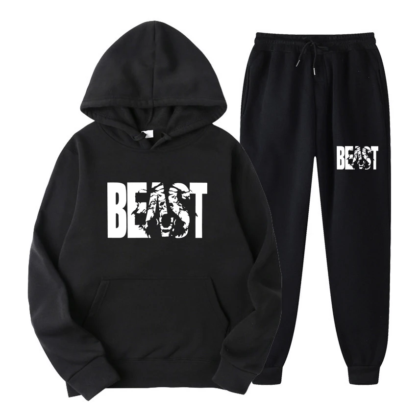 2022 Autumn And Winter Hoodies Letters Print Sweatshirt+Sweatpant Men\'s 2Pcs Sets Tracksuit Hooded Sportswear Running Pants