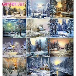 GATYZTORY DIY Painting By Numbers Winter Paint By Numbers For Adults On Canvas Coloring By Number Frame Home Decoration Art