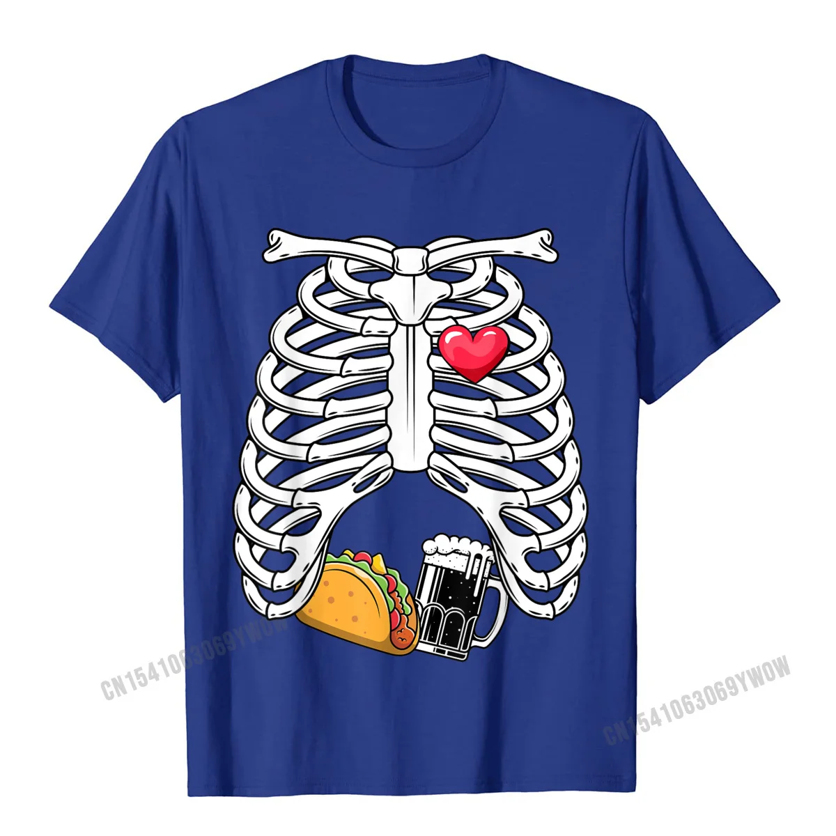 Skeleton Pregnancy Tacos Beer Xray Funny Halloween Soon Dad T-Shirt Camisas Men T Shirt Tops Tees Designer Cotton Men