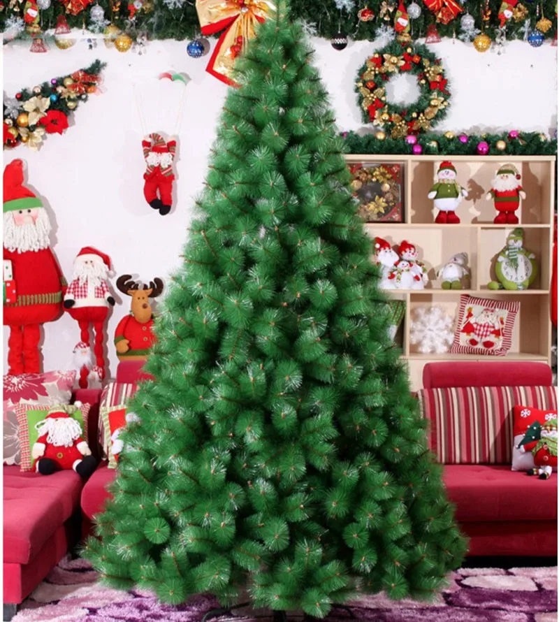 Pine Needles Flowering Artificial Holiday Christmas Tree for Home, Office, Party Decoration Easy Assembly, Metal Hinges