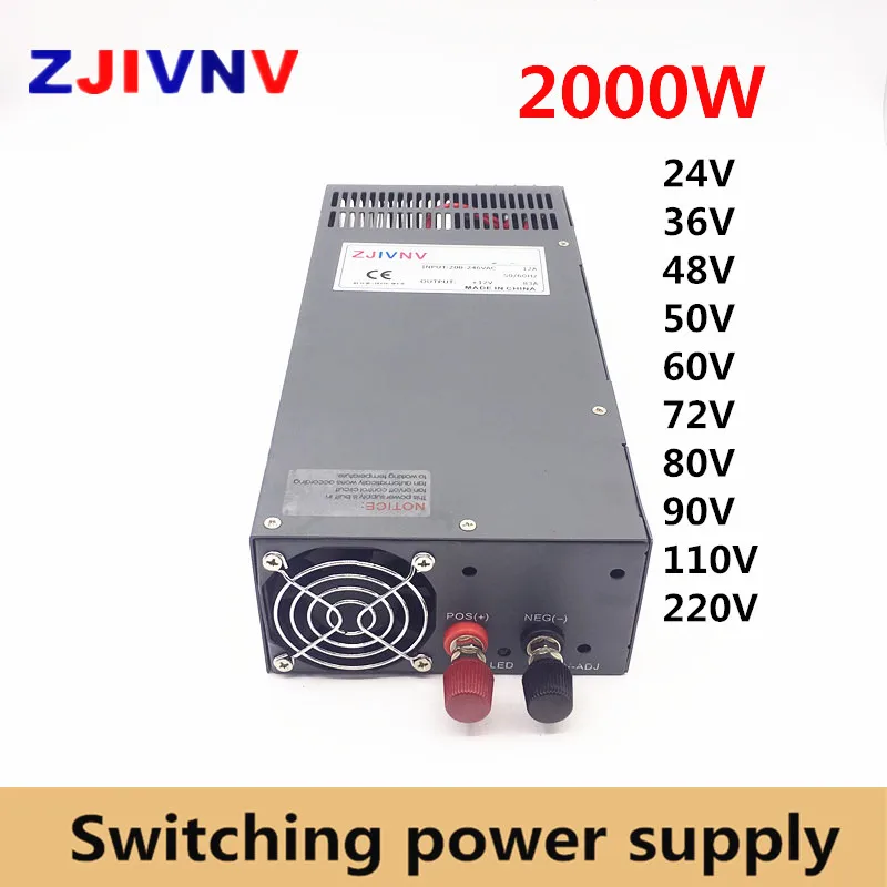 

2000w Switching Power Supply SMPS AC-DC Input 110V/220V Output 24v 27v 36v 48v 50v 60v 72v 80v 110v 220v S-2000