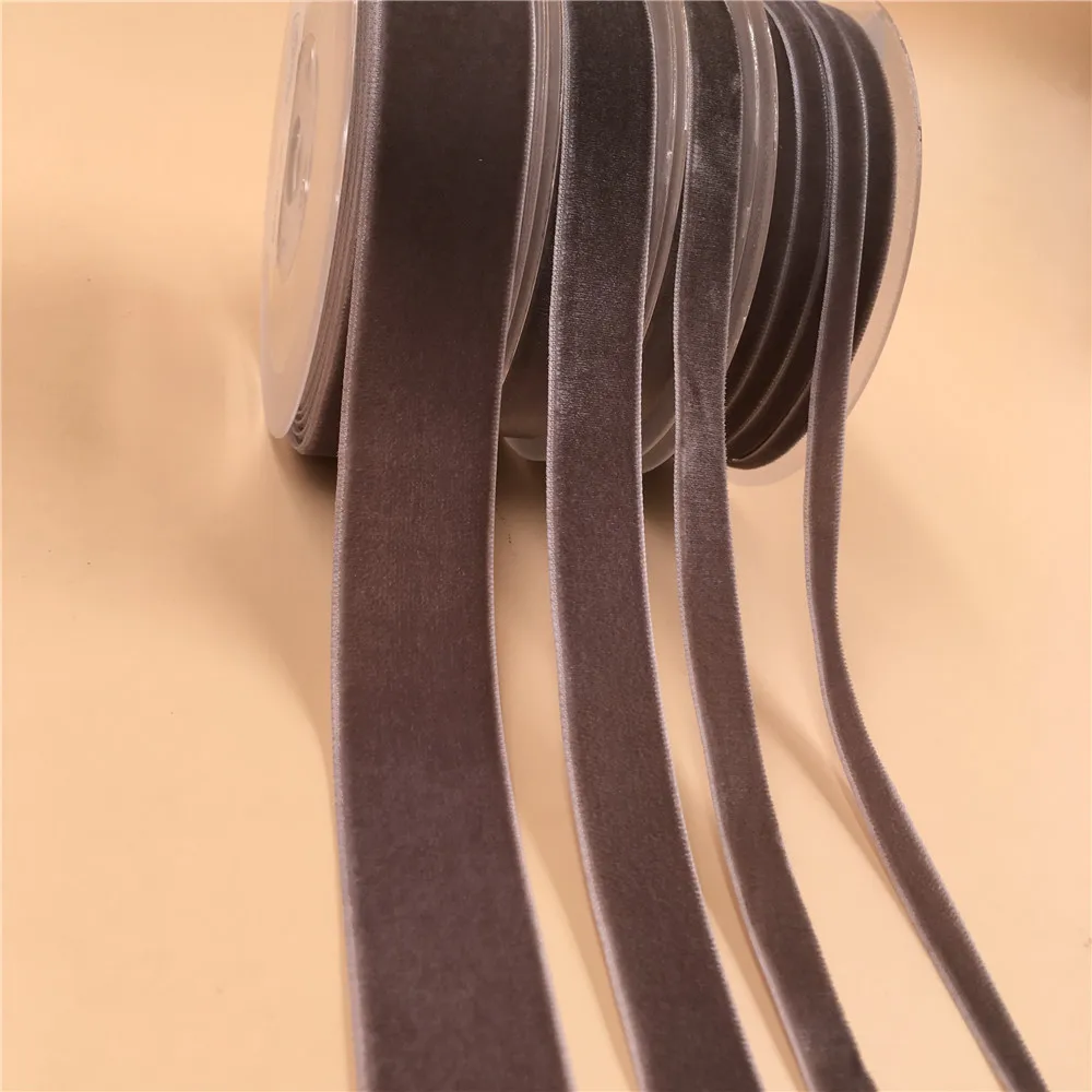 6/9/15/25mm Grey Silver Single Face Velvet Ribbon For Handmade Gift Bouquet Wrapping Supplies Home Party Decoration Christmas