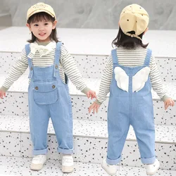 Toddler Boys Girls Jeans Jumpsuit 2023 Fashion Spring Autumn Kids Clothes Lovely Wing Children Denim Overalls Baby Pants Rompers