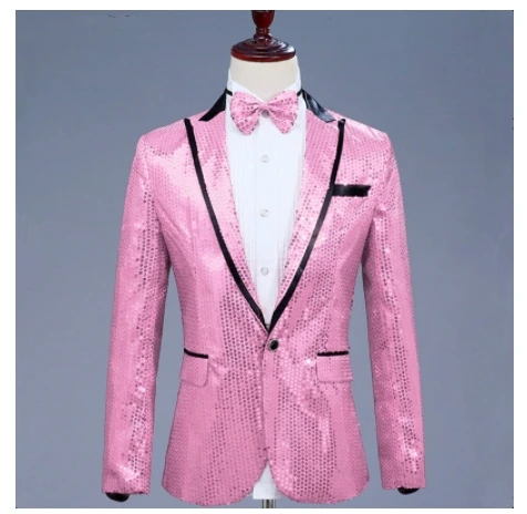 Heren sprankelende gouden pailletten blazer jas 7-kleuren nachtclubzangeres gastheer podiumvoorstelling studio bruiloft show kostuumkleding