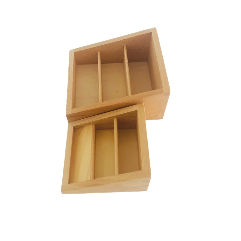 3 Sections Wooden Container for Cards Montessori Materials Mini Tray Organization Storage Box Language/ Culture Area Equipment