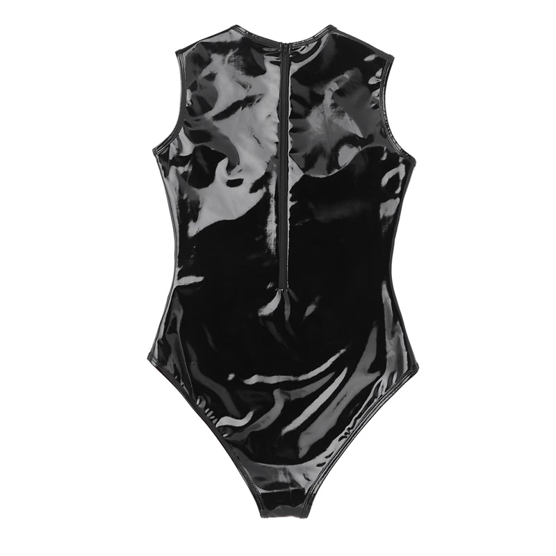 Ertoic Sexy Breast Exposing Leather Bodysuit Lingerie Dew Chest  Woman  Clothes for Sex Pvc Sexi Dress Bondage Latex Catsuit