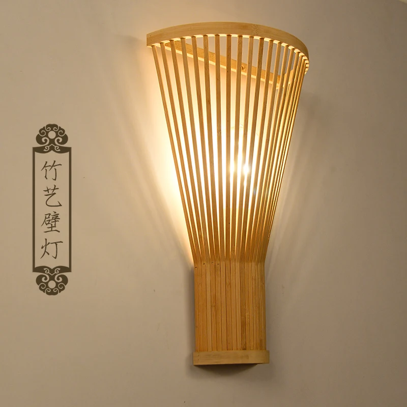 

Nordic Wood and Bamboo Wall Lights Bedroom Beside LED Lights Bamboo Modern E27 Wall Lamps LED Restaurant Bar Lighting E27