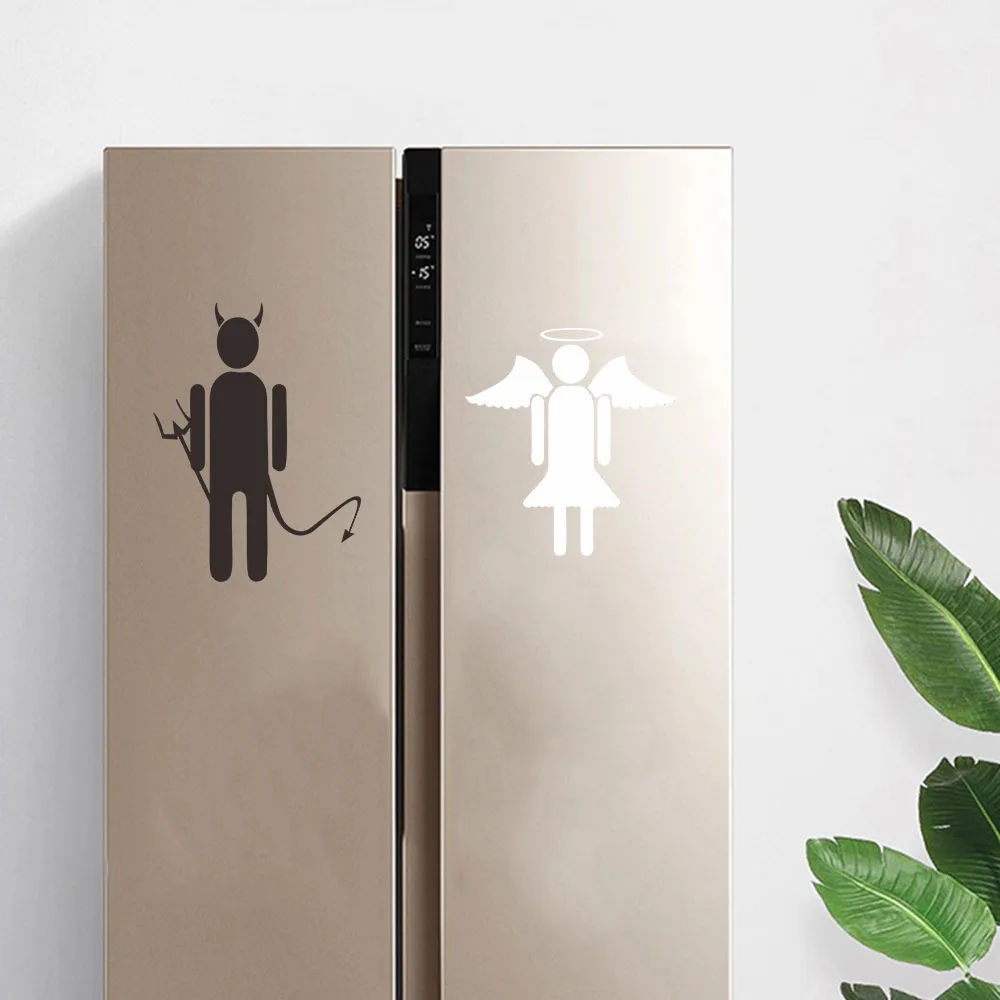 Angel Demon Diy Wall Stickers Vinyl Home Decoration For Door Fefrigerator Kids Room Kitchen Wallpaper Peel & Stick Wall Decor