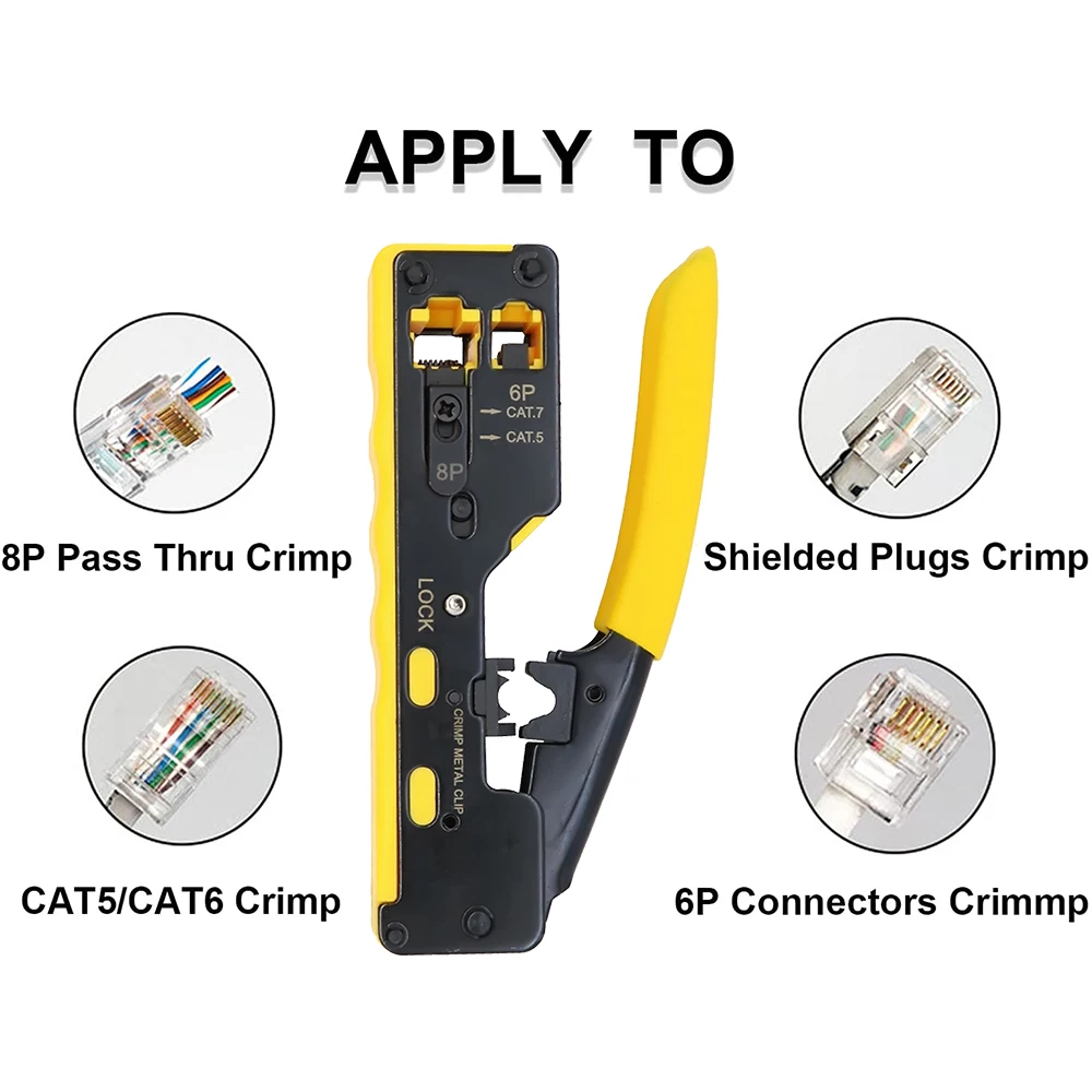 CAT5 CAT6 CAT7 패스 스루 크림퍼 크림핑 도구, 표준 RJ45 RJ12 RJ11 커넥터용, CAT6a 차폐 모듈러 플러그