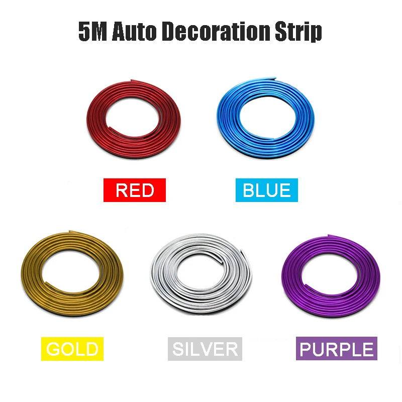 Universal Car Chrome Styling Accessories 5M DIY Moulding Trim Interior Dashboard Edge Door Protection Auto Decoration Strip Line