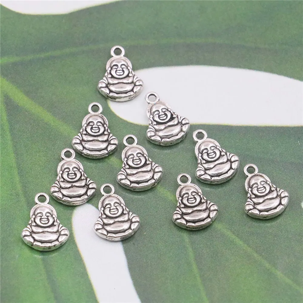 5PCS Alloy Maitreya Buddha Pendant Hardware Fittings Accessory Silver-plate DIY Loose Beads Necklace Bracelet Jewelry