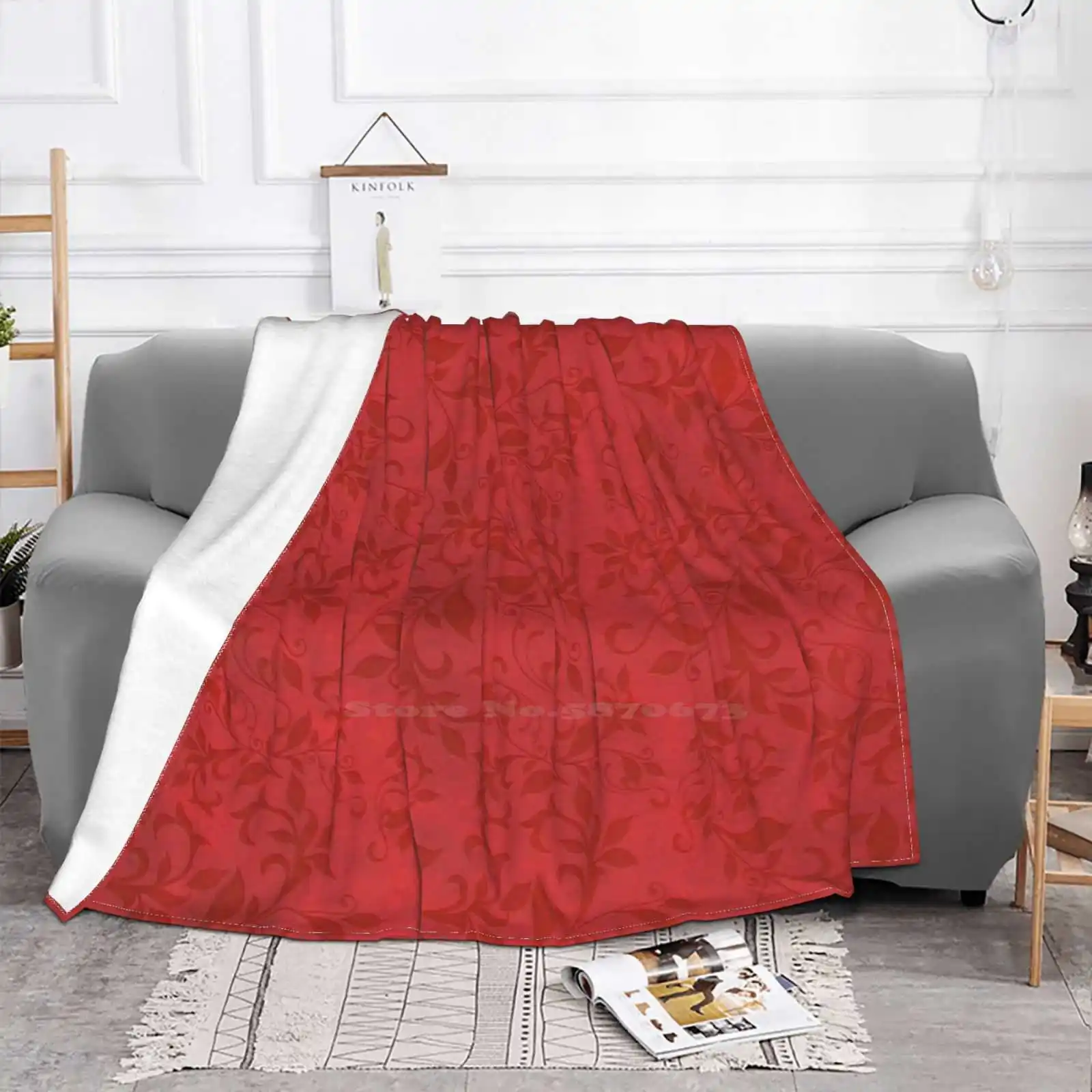 Red Abstract Floral On Red Stains Air Conditioning Blanket Fashion Soft Blanket Floral Flowers Red Stains Vintage Retro Sergio