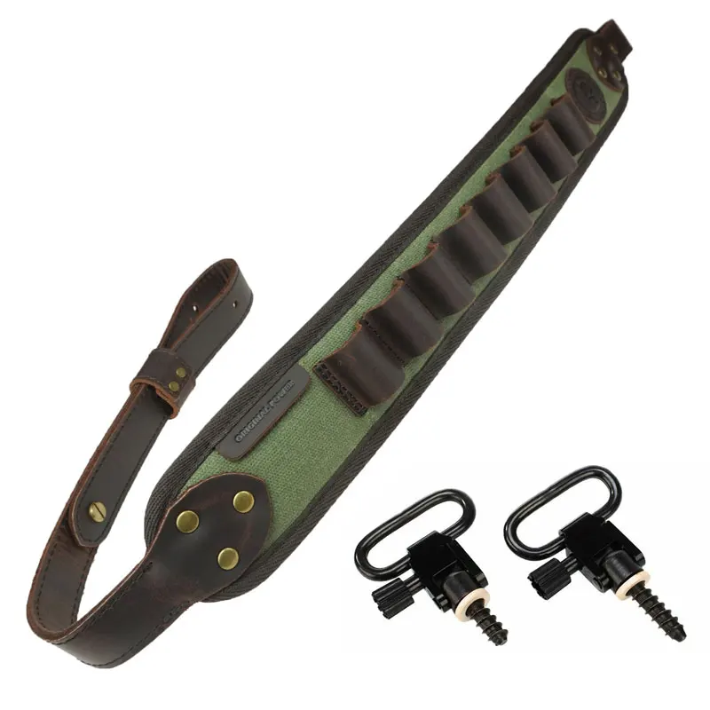 Leather Rifle Sling Shoulder Padding Tactical Strap And Shotgun Gun Buttstock Ammo Shell Holder For 5pcs 12 Gauge