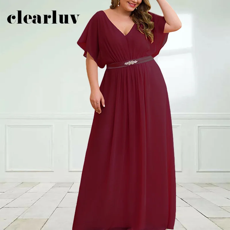 Solide A-Line Brautjungfer Kleid DR1575 V-ausschnitt Cap Sleeve Hochzeit Party Kleider Für Frauen Burgund Plus Größe Vestido De Fiesta 2020