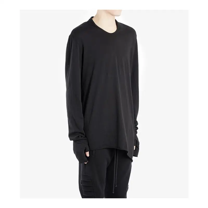 

Men's Long Sleeve T-Shirt Summer New Dark Round Collar Irregular Finger Sleeve Design Fashion Trend Versatile Men's Wear