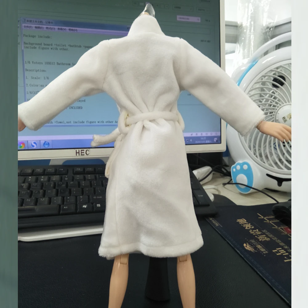 1/6th Vstoys Velvet Women Robes Bath Wearable Towel Dress 18XG12 Bathroom Scene Bathrobe+Bath Towel+Towel Set For 12Inch Figure