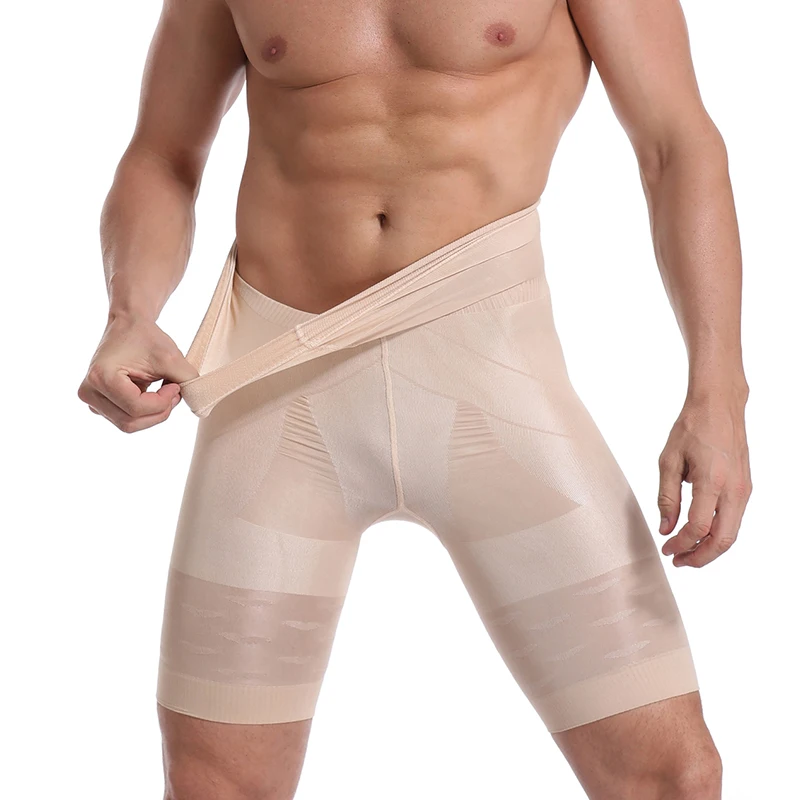 Shorts de Compression pour hommes, vêtements amincissants, pantalon taille haute, contrôle du ventre, entraîneur de taille, sous-vêtements masculins