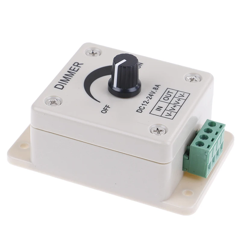 

1PC 12-24V 8A Adjustable Brightness LED Dimmer Switch Lamp Strip Driver Single Color Light Power Supply Controller