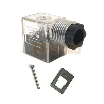 Free Shipping 20PCS/LOT 11mm IP65 DIN 43650 Form B Internal Thread 2+Ground Transparent DIN Valve Connector White DIN43650B