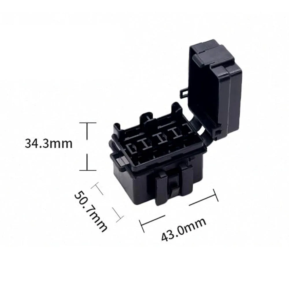 4 Way Black Car Medium Relay Fuse Box Assembly with 8pcs Gold Terminals Car Insurance Holder