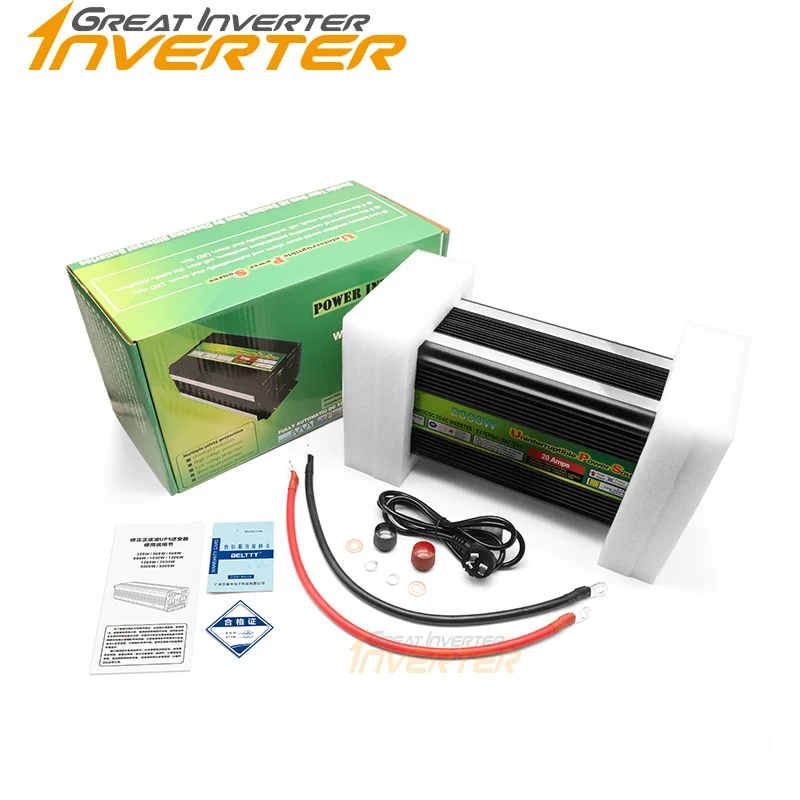 12VDC 24VDC with charging inverter 110VAC 220VAC 2000W high power UPS Modified sine wave charging inverter for Office, Home