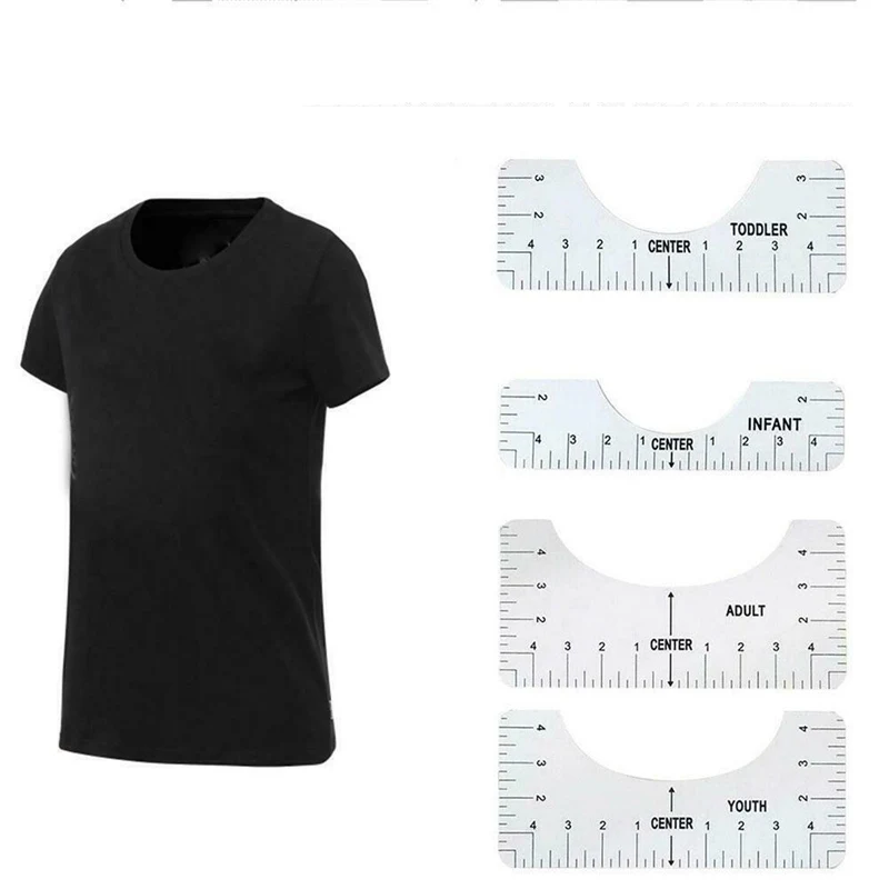 4 Stks/set T-shirt Htv Vinyl Uitlijning Ruler Tool Naaien Centreren Gids Gereedschap