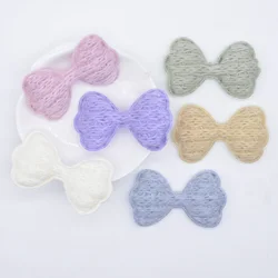 12Pcs 55*32mm Knitting Pattern Plush Bow Tie Applique for Clothes Hat Sewing Patches DIY Headwear Hair Clips Bow Accessories P94