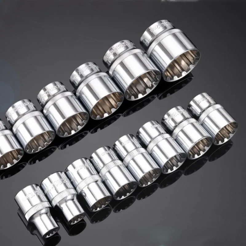 3/8 "Square Drive 12 Point Socket Bit 6-24mm chiave a cricchetto 12 denti chiave a bussola strumento manuale riparazione Auto Auto multifunzione