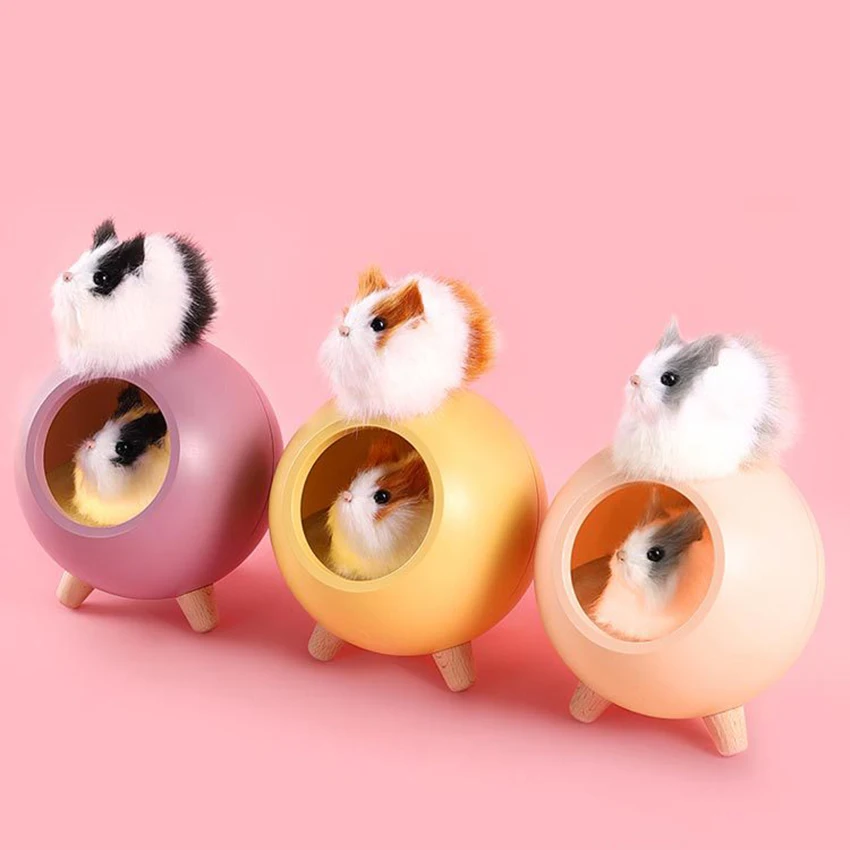 LED 나무 야간 조명, 소형 애완 동물 충전식 테이블 침대 옆 야간 조명, 밝기 조절 가능, 유아용 보육 램프