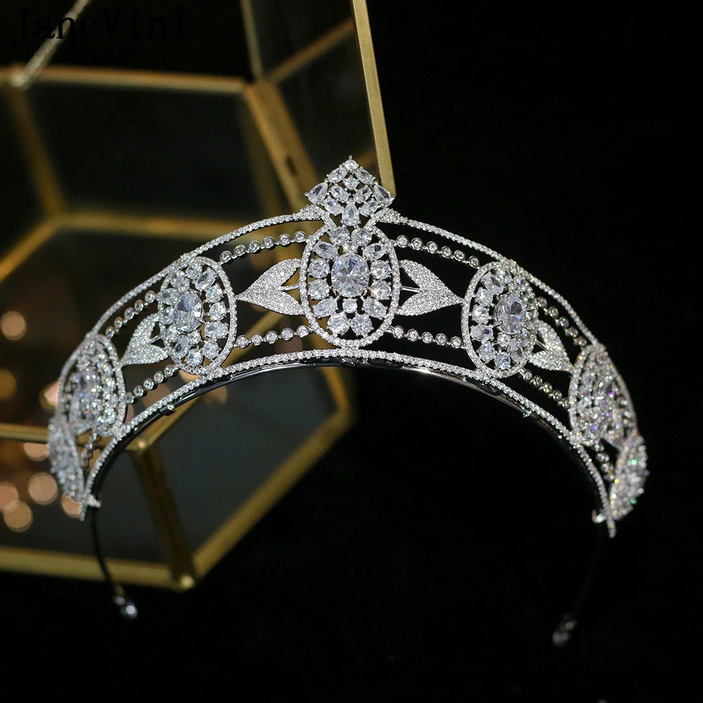 JaneVini 2020 Luxury Silver Bridal Crowns and Tiaras European Style Princess Headdress Crystal Wedding Jewelry Hair Accessories