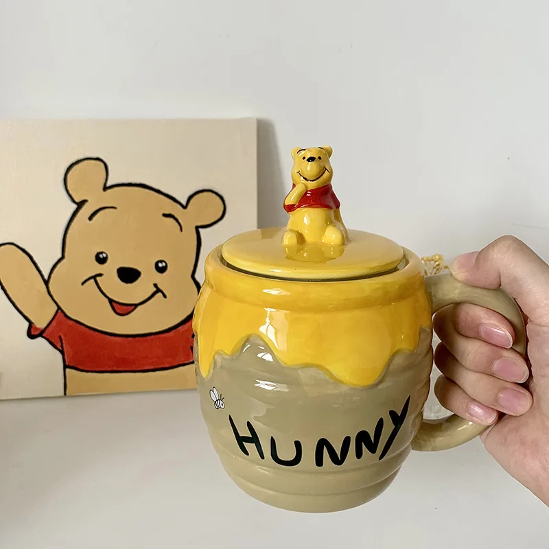 Disney Winnie the Pooh Honey Pot Cup Action Figure Toys Winnie Pooh Eeyore Ceramics Cup Cute Coffee Tea Mugs