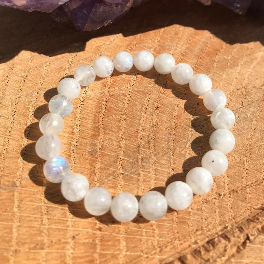 Wholesale Genuine AA Grade Rainbow Moonstone Bracelet Women`s Aura Balance Protection Bracelet Best Gift for Mother Wife