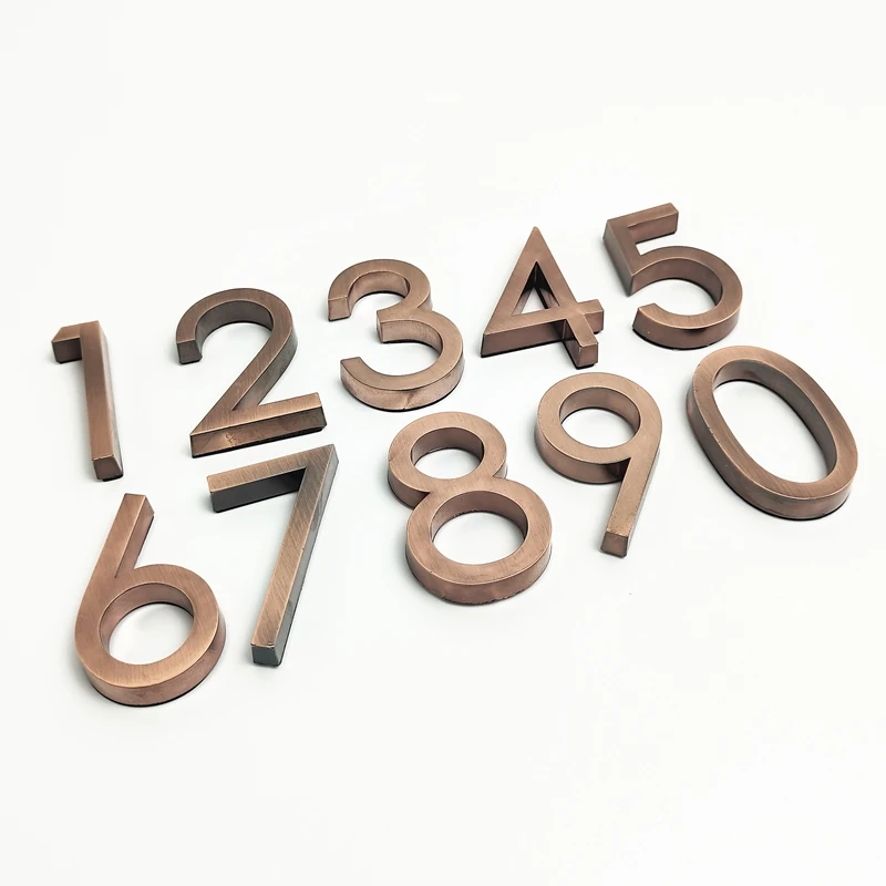 House Letters & Number Bronze  Door Plaque 2pcs Sign Plating Gate Digits 0 to 9 PlasticTag Hotel Home Sticker Address Door Label