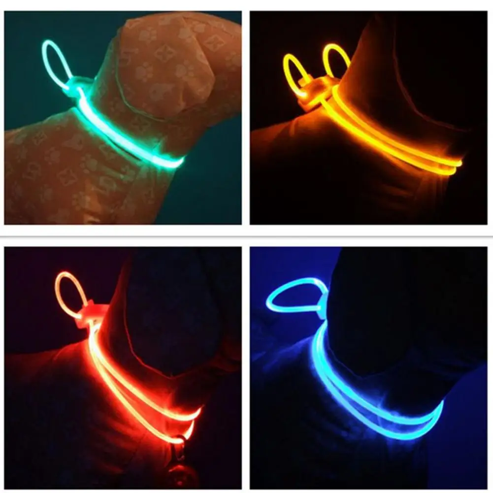 80cm Night Safety Pet Collar Bright Adjustable LED Dog Luminous Necklace Neck Strap Flashing Glowing Neck Belt For Pet Collars