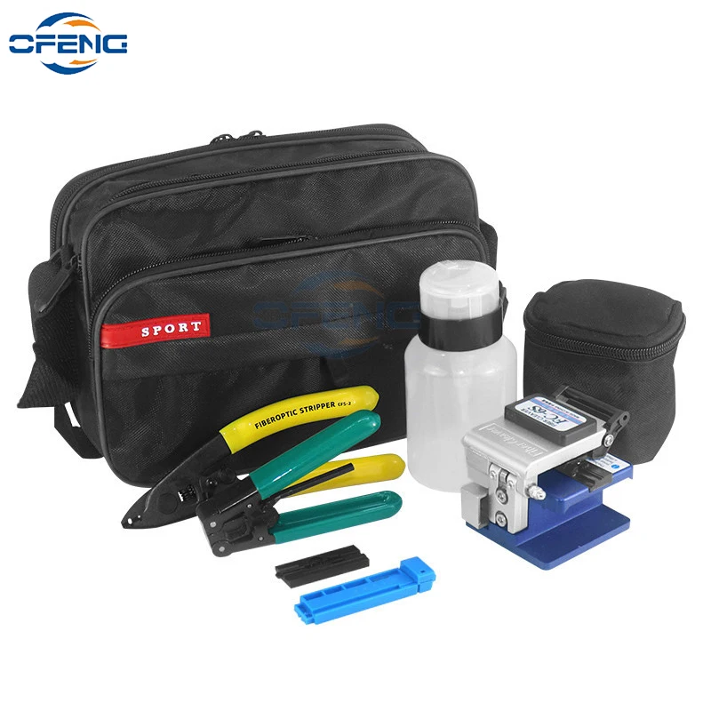 FTTH Fiber Optic Tool Kit With FC-6S Fiber Cleaver Wire stripper suit Fiber length setter Leather fiber fixed fixture customized