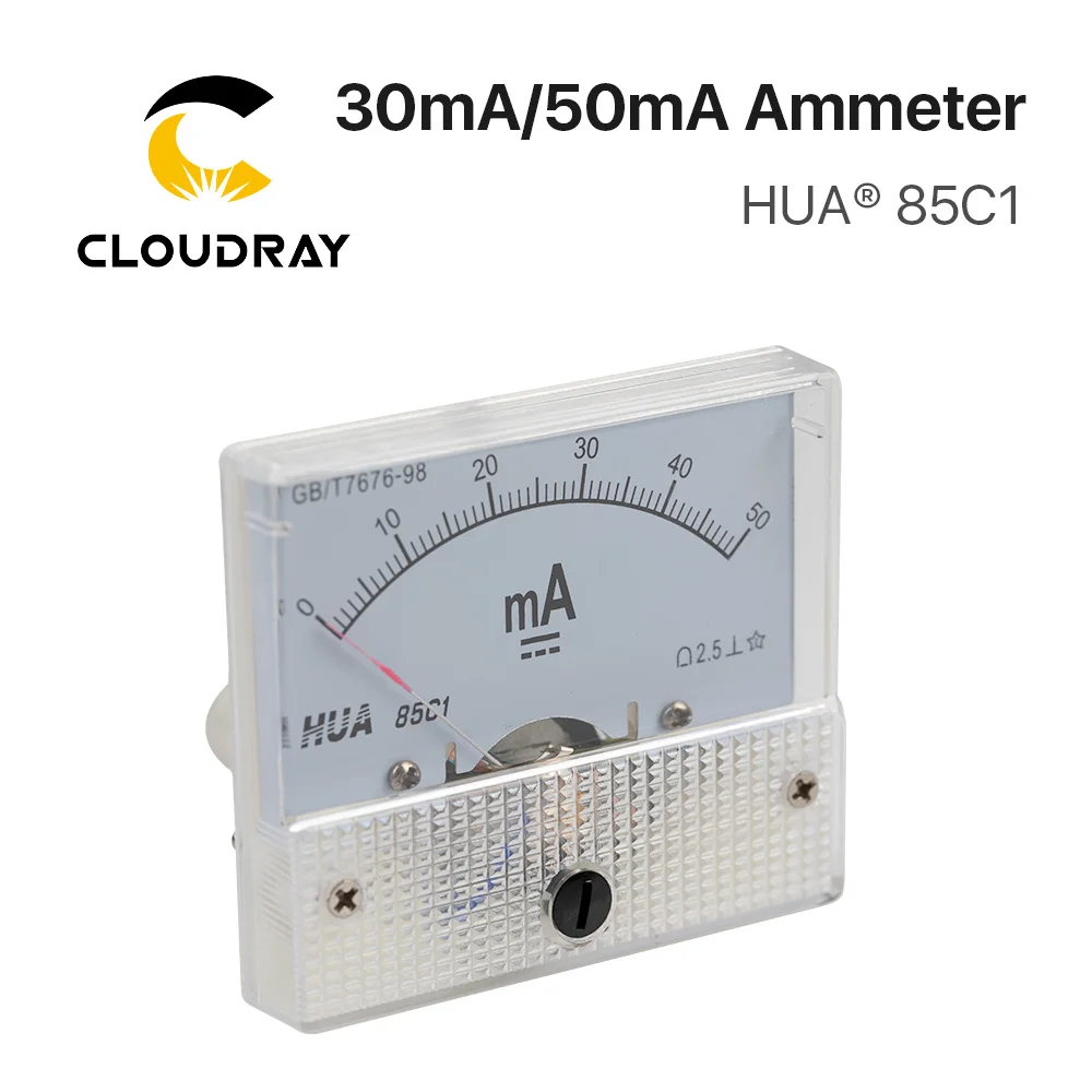 Cloudray 30mA 50mA Ammeter HUA 85C1 DC 0-30mA 0-50mA Analog Amp Panel Meter Current for CO2 Laser Engraving Cutting Machine