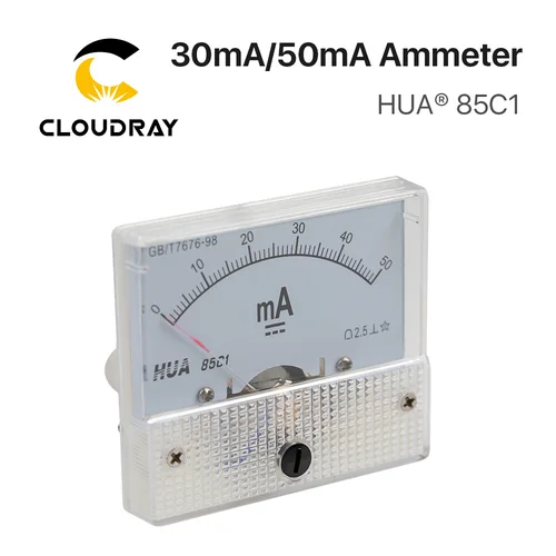 Cloudray 30mA 50mA amperímetro HUA 85C1 DC 0-30mA 0-50mA medidor de Panel de amperios analógicos corriente para máquina cortadora de grabado láser CO2