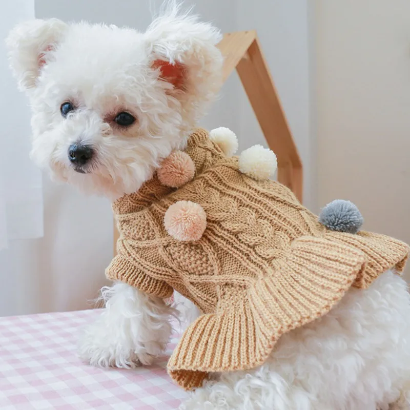 Robe pull en tricot pour animaux de compagnie, robe pour chat et chien, jupe pour chiot Chihuahua, fête de mariage, doux, hiver, automne