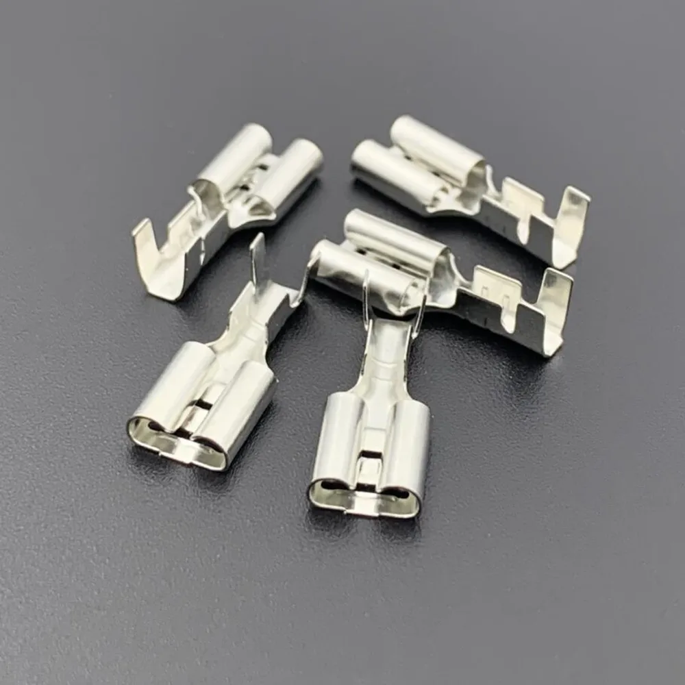 500PCS/1Lot Female Lug Car Connector Plug-In Wiring Crimp Terminal - No Lock/With Lock/Square/Flag 2.2 2.8 4.8 6.3MM 110 187 250