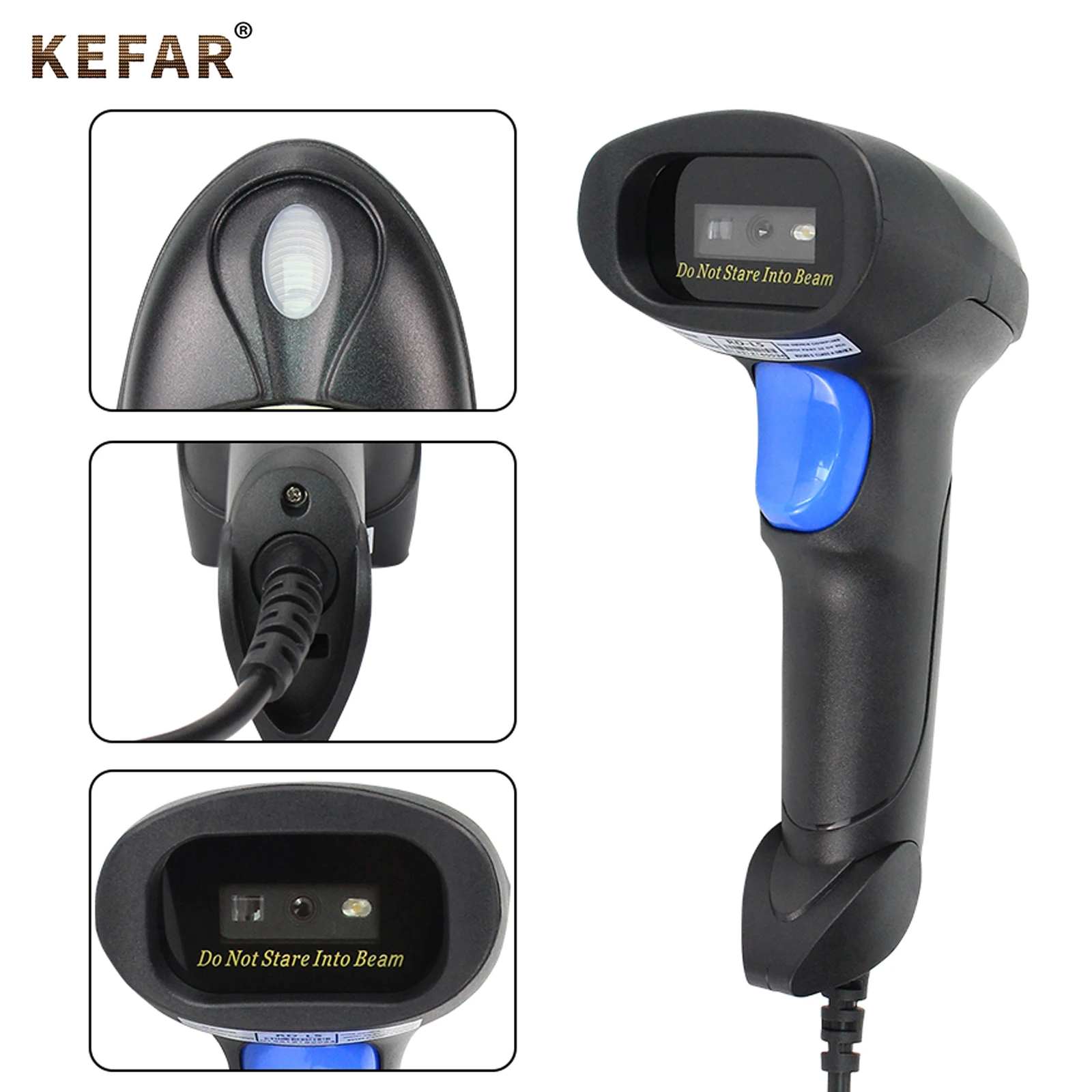 KEFAR 2D Barcode Scanner Wired/Wireless 32 Bit Handheld CMOS Bar Code Reader with Easy Charging 2.4G Cordless Cradle for Store