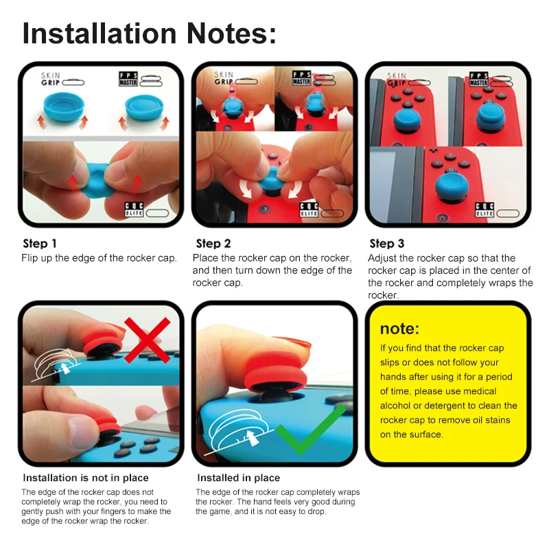 Crânio & co. JoyCon Thumb Grip Set, Capa Joystick para Interruptor e Interruptor, OLED-Interruptor Joystick, FPS, CQC